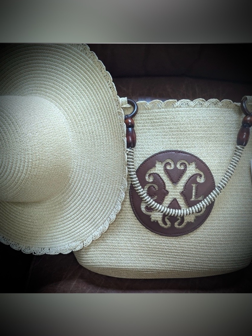 CHRISTIAN LACROIX CXL Paloma Straw 2-In-1 Hat & Tote Bag Set - Picture 2 of 15